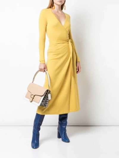 Diane Von Furstenberg Astrid Wool-blend Midi Wrap Dress In Yellow
