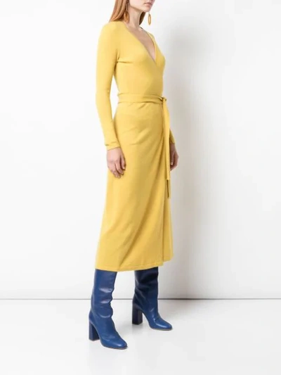 Diane Von Furstenberg Astrid Wool-blend Midi Wrap Dress In Yellow