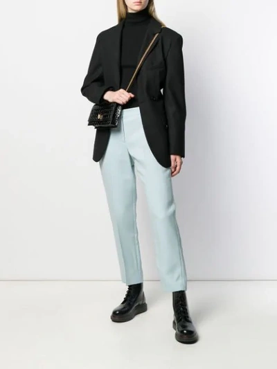 Shop Alexander Mcqueen Cropped Tapered Trousers In Blue