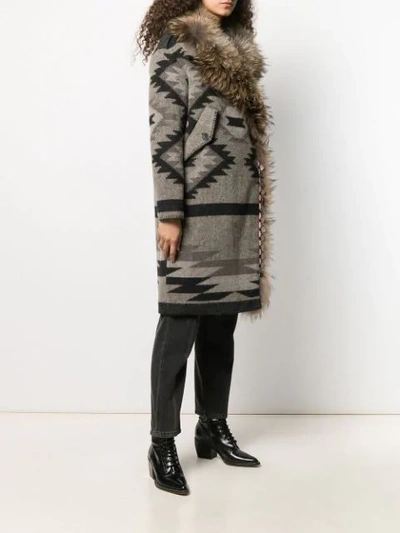 Shop Bazar Deluxe Aztec Coat In Grey