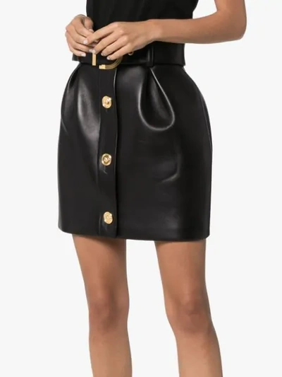 Shop Versace High-waisted Tulip Mini-skirt In A1008  Black