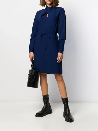 Shop See By Chloé Tie-neck Shift Dress In Blue