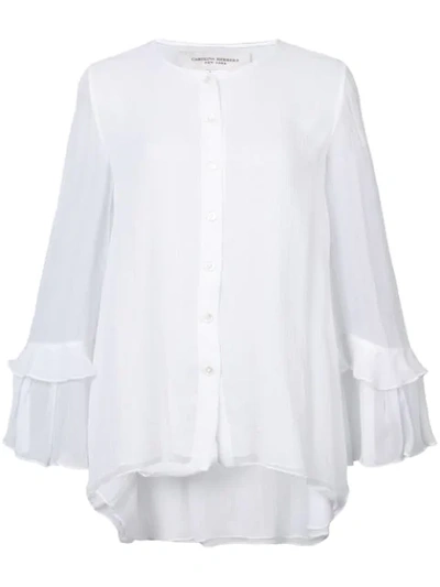 Shop Carolina Herrera Ruffled Sleeve Blouse - White