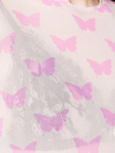 Shop Sandy Liang Butterfly Print Semi-sheer Top In Neutrals