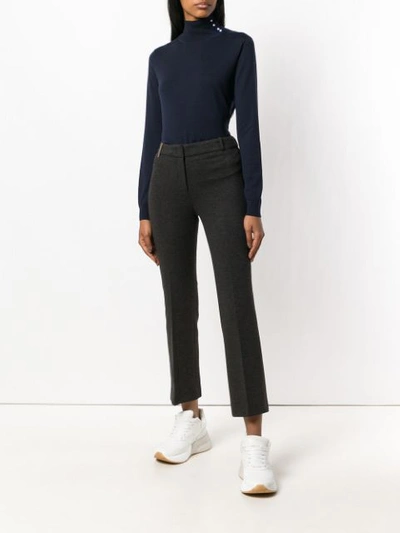 Shop Peserico Cropped Bootcut Trousers - Grey