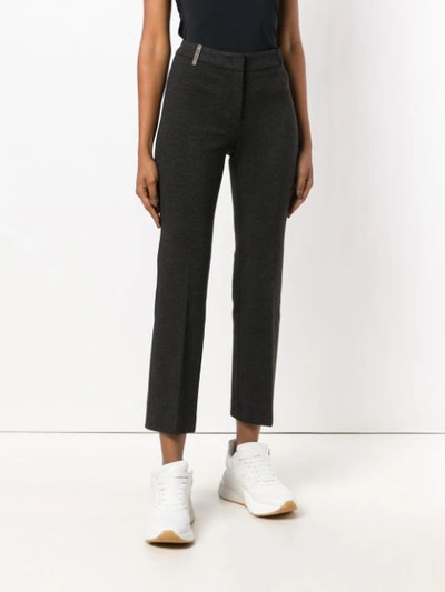 Shop Peserico Cropped Bootcut Trousers - Grey