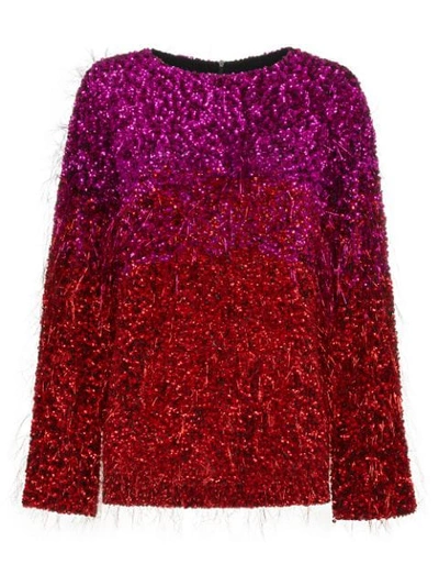 Shop Ashish Silk Tinsel Long Sleeve Top In Red