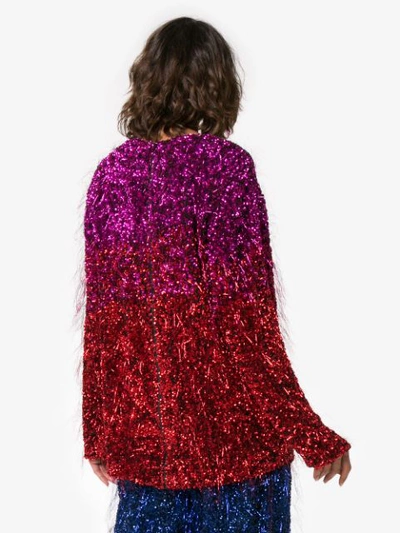 Shop Ashish Silk Tinsel Long Sleeve Top In Red