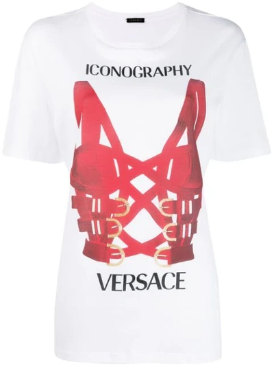 Shop Versace Harness Printed T In A1001 Bianco