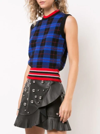 Shop Versace Knit Vest Top In Blue