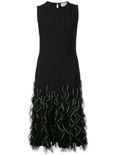 Shop Alexander Mcqueen Ruffle Wave Hem Dress In Black