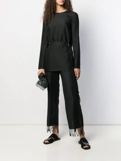 Shop Ann Demeulemeester Belted Top In Black