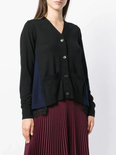 Shop Sacai Lace Hem Cardigan - Black