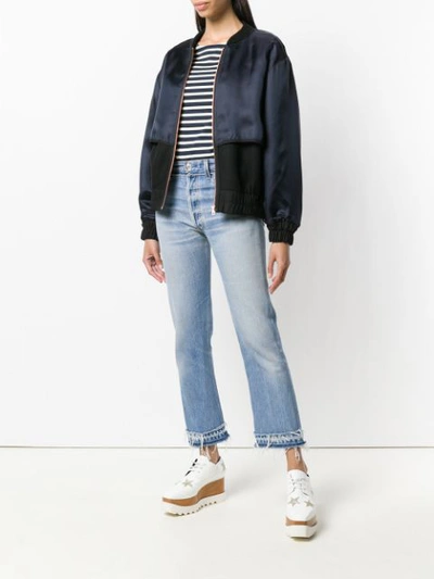 Shop See By Chloé Contrast Bomber Jacket - Blue