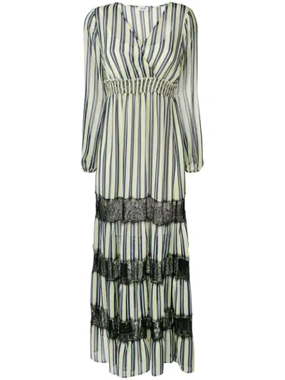 LIU JO STRIPED MAXI DRESS - 白色