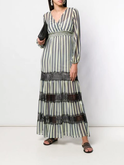 LIU JO STRIPED MAXI DRESS - 白色