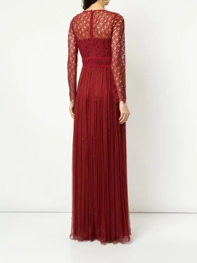 Shop Copurs Fine Lace Sheer Gown In Red