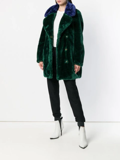 Shop Pinko Faux Fur Coat In Green
