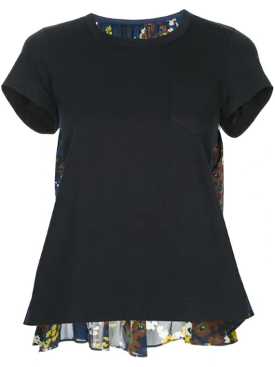 Shop Sacai Floral Back T-shirt In Blue