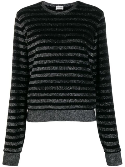 Shop Saint Laurent Metallic Striped Jumper In Black