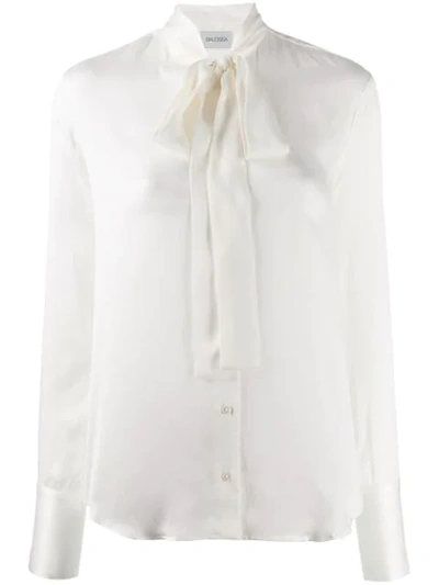 Shop Balossa Tied Neckline Shirt In White