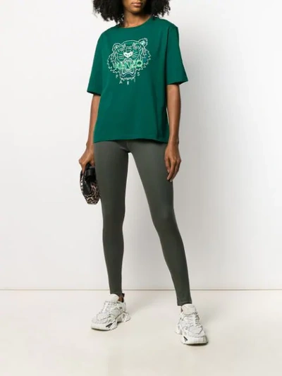 Shop Kenzo Logo Print Leggings In 51 Green
