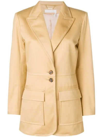 Shop Chloé Longsleeved Buttoned Up Jacket In Neutrals