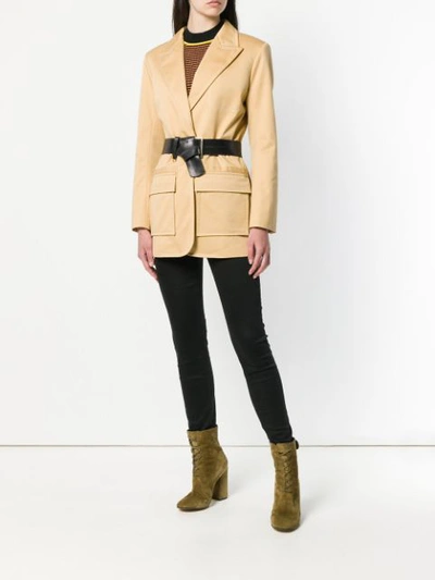 Shop Chloé Longsleeved Buttoned Up Jacket In Neutrals