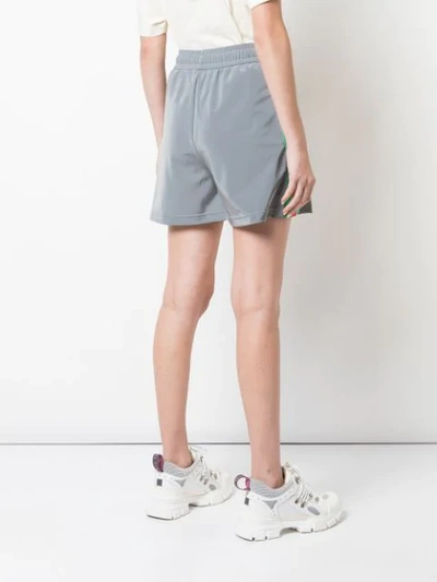 Shop Gucci Web Stripe Detail Shorts In Silver