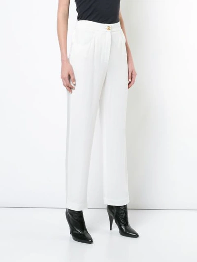 Shop Balmain High-rise Woven Trousers - White