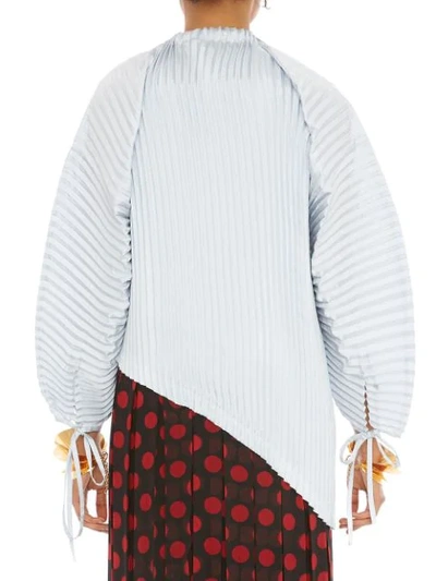 Shop Jw Anderson Oversized Pleated Top With Bow Detail In Blue
