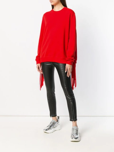 Shop Msgm Fringed Sweatshirt - Red