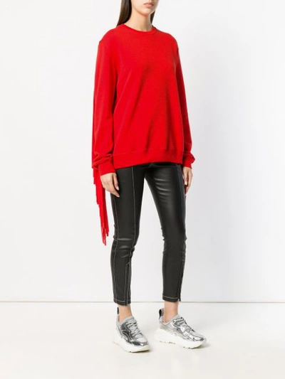 Shop Msgm Fringed Sweatshirt - Red