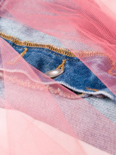 Shop Ben Taverniti Unravel Project Tulle Overlay Denim Skirt In Blue