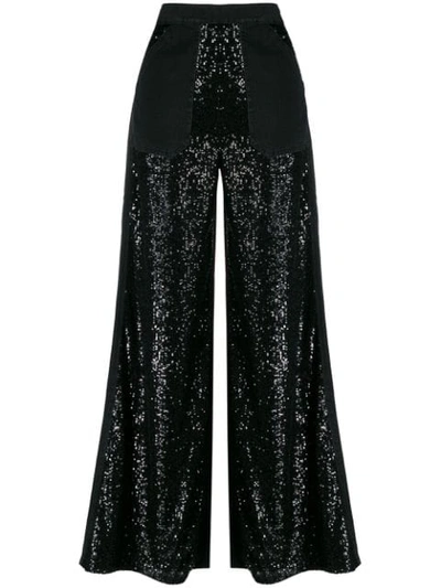 Shop Pinko Parker Plus Palazzo Trousers In Black