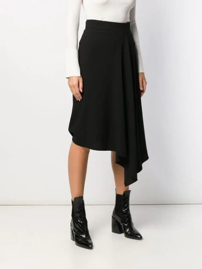 Shop Alexander Mcqueen Asymmetric Knitted Midi Skirt In Black