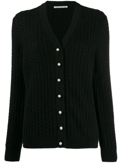 Shop Alessandra Rich Cable Knit Cardigan In Black