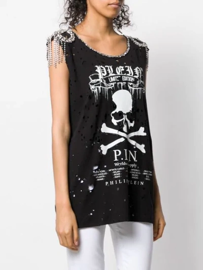 Shop Philipp Plein Skull Print Tank Top In Black