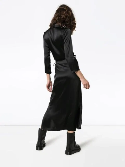 ANN DEMEULEMEESTER SILK MIDI WRAP DRESS - 黑色