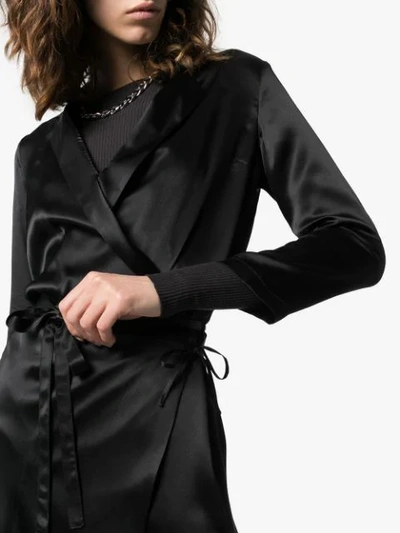 Shop Ann Demeulemeester Silk Midi Wrap Dress In Black