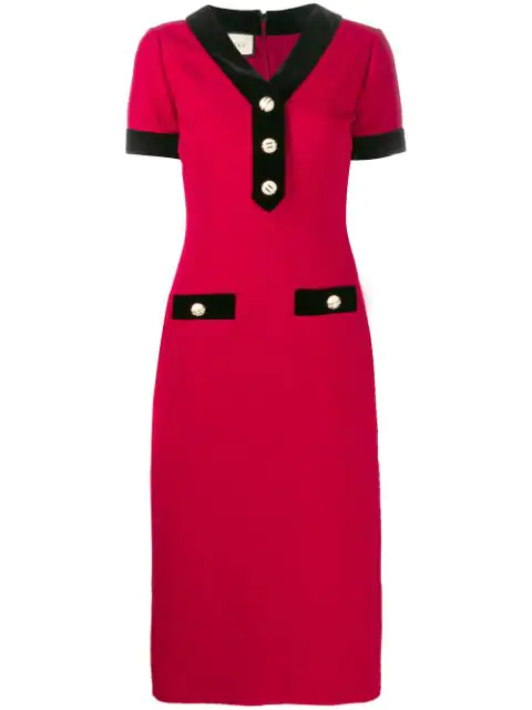 red midi silk dress