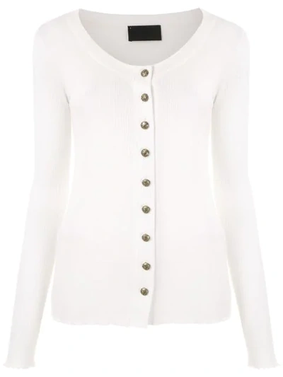 Shop Andrea Bogosian Knit Ribbed Cardigan In White