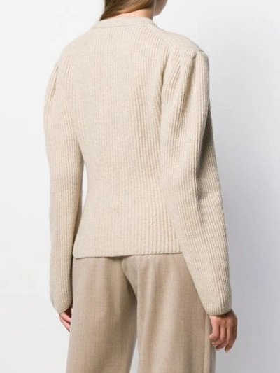 Shop Lemaire Pleated Shoulders Jumper In Neutrals