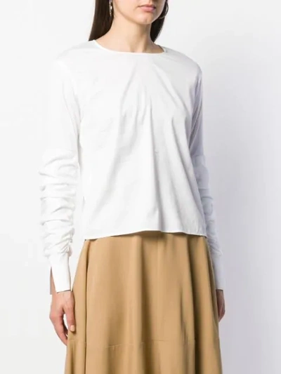 Shop Federica Tosi Ruched Sleeve T-shirt In White