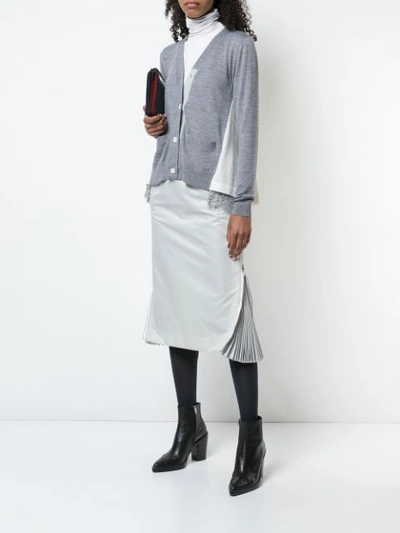 Shop Sacai Contrast Long-sleeve Cardigan In Grey