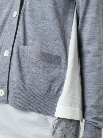 Shop Sacai Contrast Long-sleeve Cardigan In Grey