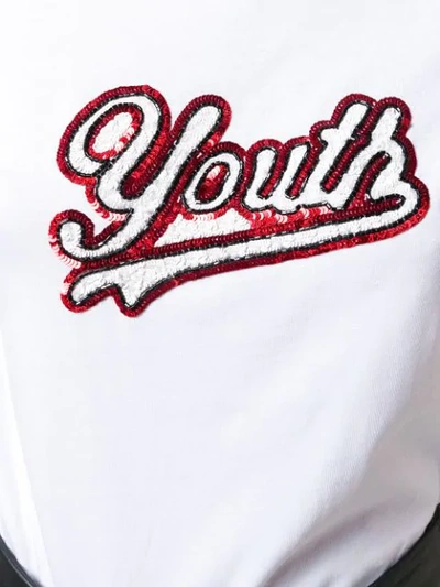 Shop Msgm "university Of Youth" Print T-shirt In 01 White