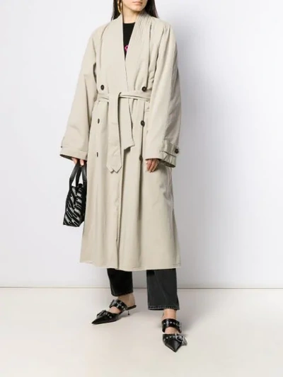 Balenciaga Cotton-twill Trench Coat In Neutrals |