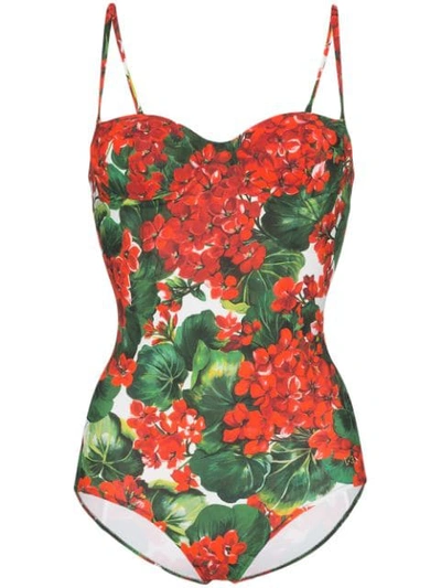 Shop Dolce & Gabbana Badeanzug Mit Print In Red