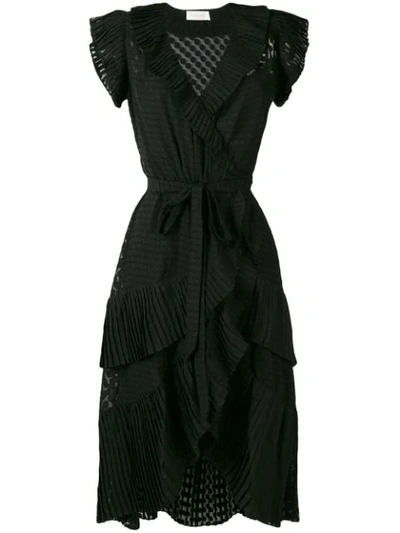 Shop Zimmermann Plisse Wrap Dress In Black
